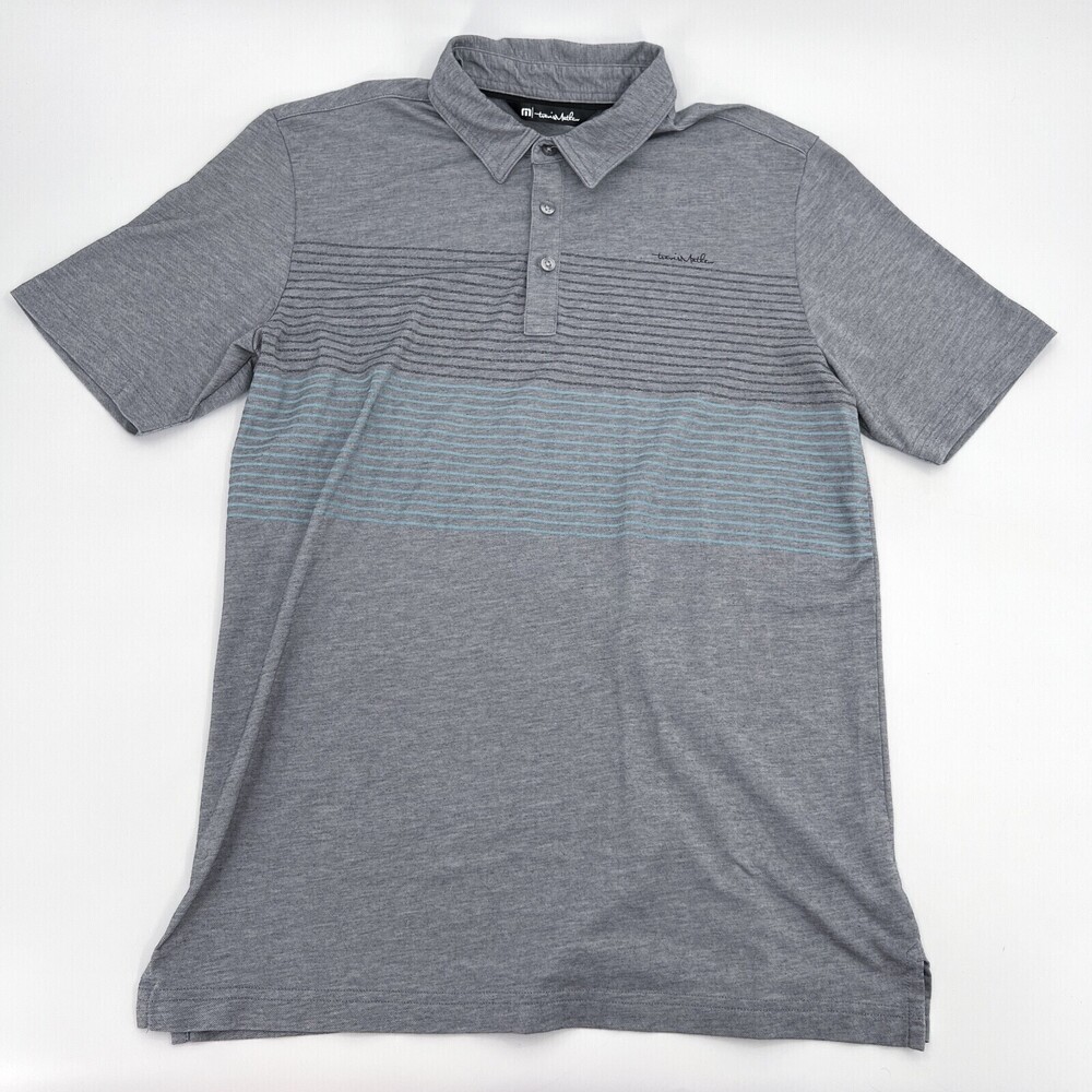 Travis Mathew Shirt Mens Medium Grey Pima Cotton Polo Short Sleeve Pullover golf